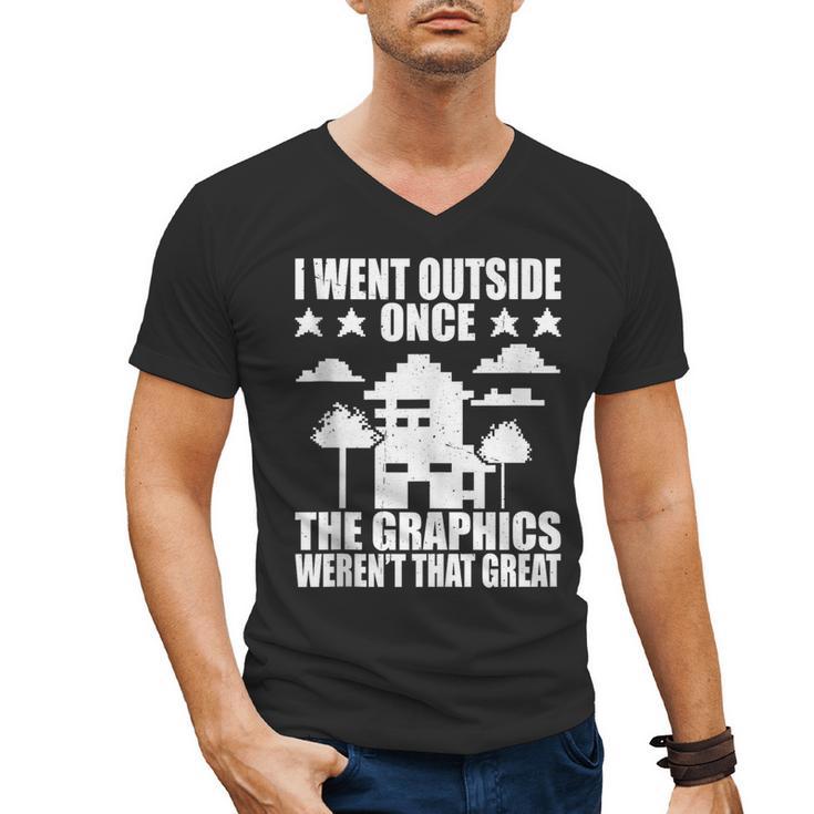 I Went Outside Once Introverts Joke Social Loner Men's V-Neck T-Shirt