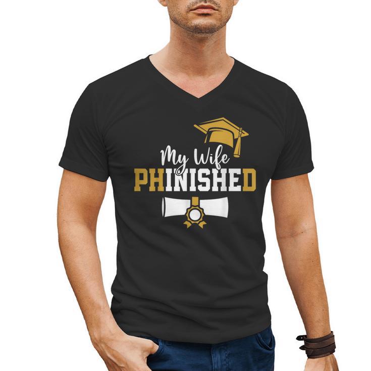 My Wife Phinished PhD Graduation Family Matching Men's V-Neck T-Shirt