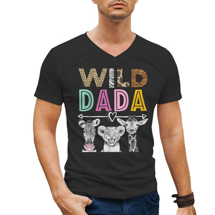 Wild Dada Zoo Theme Birthday Safari Jungle Matching Party Men's V-Neck T-Shirt