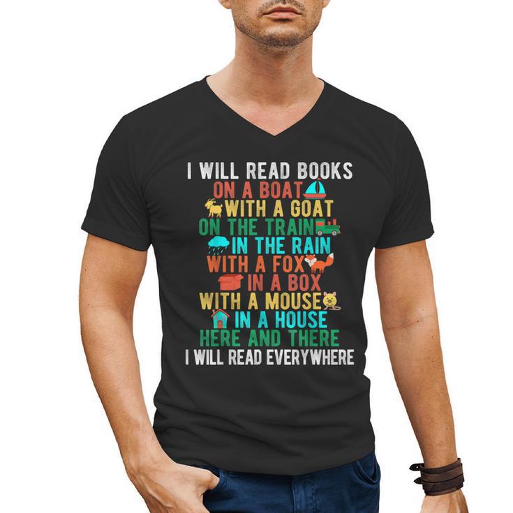 I Will Read Book On Boat Words For Kids Men's V-Neck T-Shirt I Will Read Book On Boat Words For Kids Men's V-Neck T-Shirt