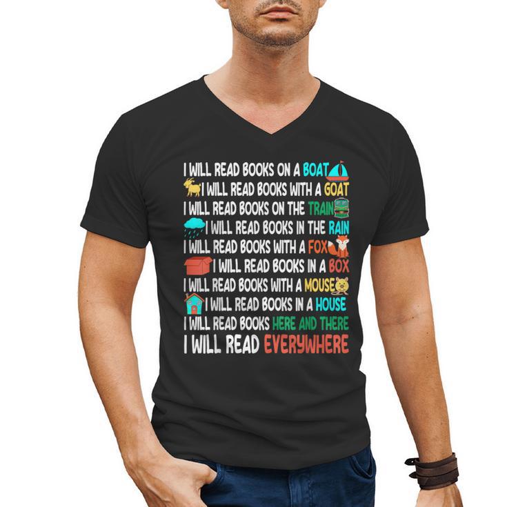 I Will Read Books On A Boat & Everywhere Reading Book Men's V-Neck T-Shirt