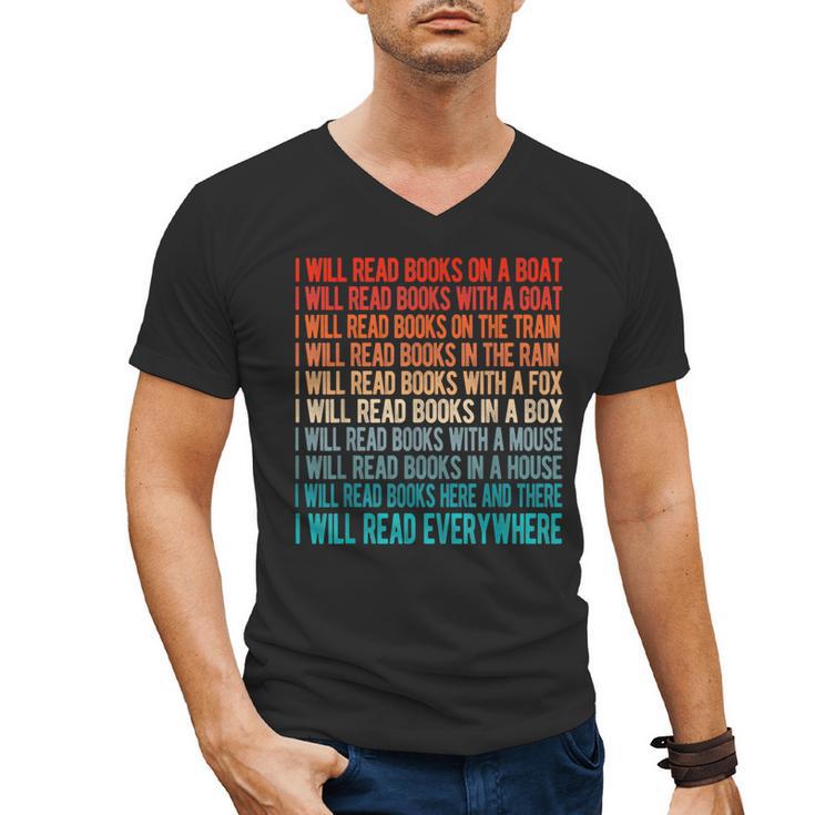 I Will Read Books On A Boat Kids Reading Men's V-Neck T-Shirt