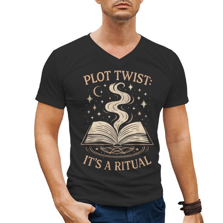 Witchy Book Club Pagan Reader Occult Fiction Coven Ritual Men's V-Neck T-Shirt