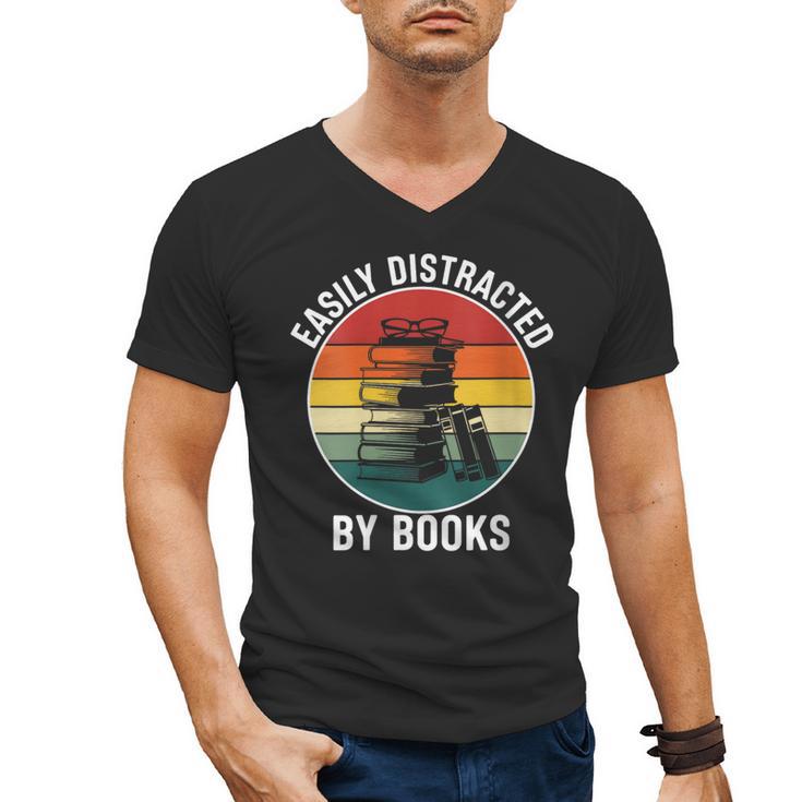 Women's Easily Distracted By Books Men's V-Neck T-Shirt