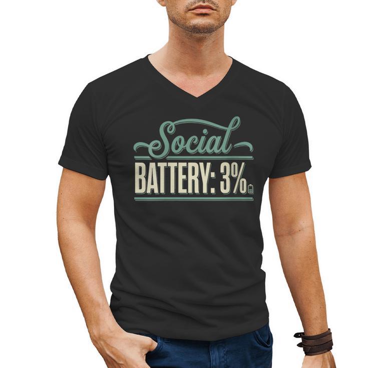 Women's Social Battery 3 Introvert Sarcasm Men's V-Neck T-Shirt
