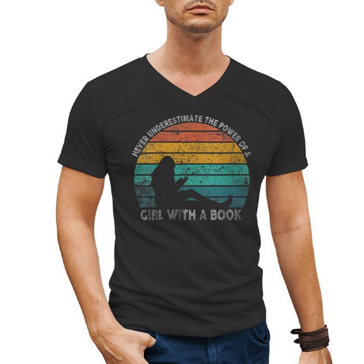 Women's Never Underestimate The Power Of A Girl With Book Reading Men's V-Neck T-Shirt