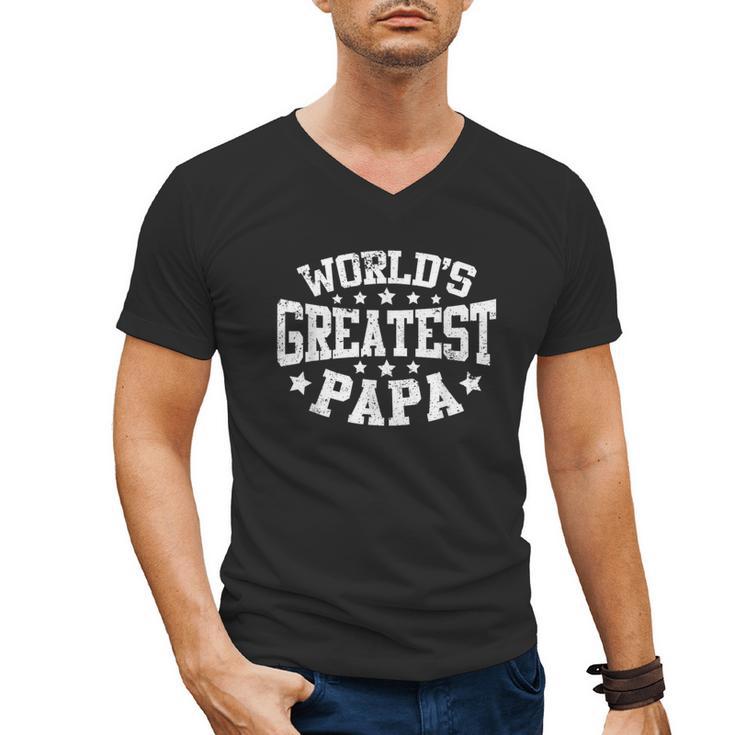 World's Greatest Papa Shirt Dad Father's Day Men's V-Neck T-Shirt