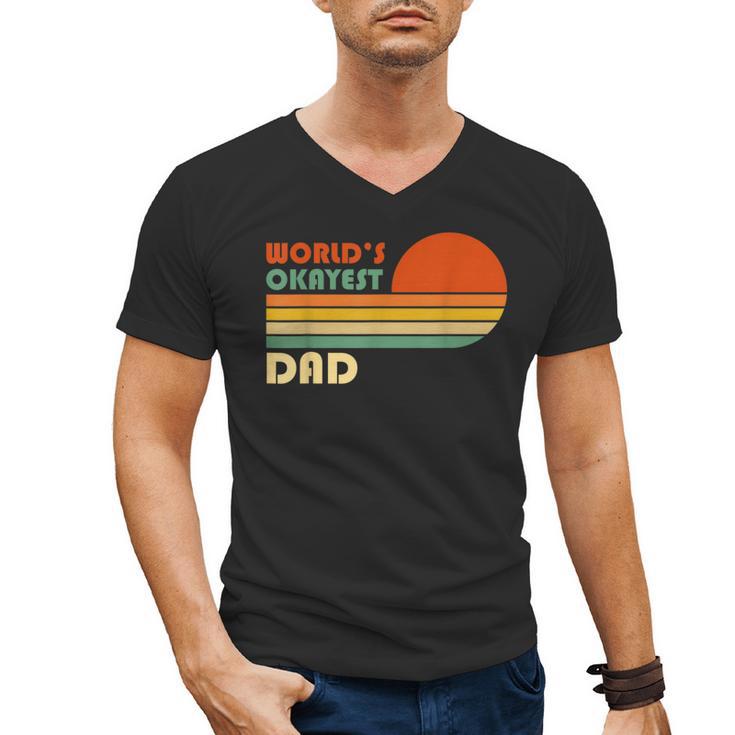 World's Okayest Dad Father Retro Vintage Men's V-Neck T-Shirt
