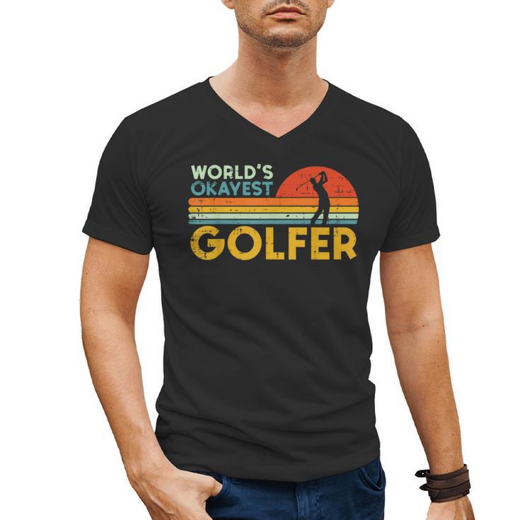 Worlds Okayest Golfer Retro Golf Joke Dad Men Women Kids Men's V-Neck T-Shirt