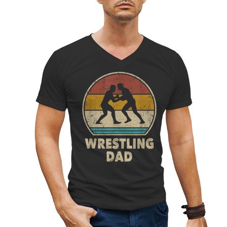 Wrestling Dad Vintage Wrestling Retro Wrestling Lover Men's V-Neck T-Shirt