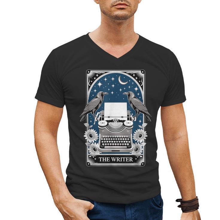 The Writer Typewriter Crow Writing Journalist Book Writer Men's V-Neck T-Shirt