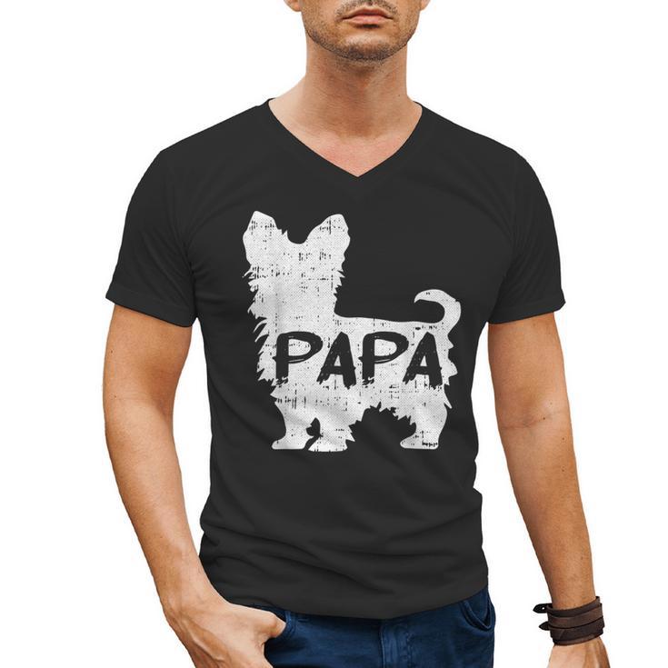 Yorkshire Terrier Papa Dog Puppy Doggie Pet Lover Yorkie Dad Men's V-Neck T-Shirt