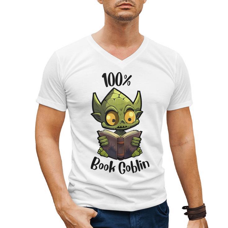 100 Book Goblin Cute Book Reader And Library Lover Men's V-Neck T-Shirt