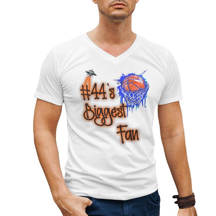 44 Biggest Fan Of Basketball Player Number 44 Dad Mom Men's V-Neck T-Shirt