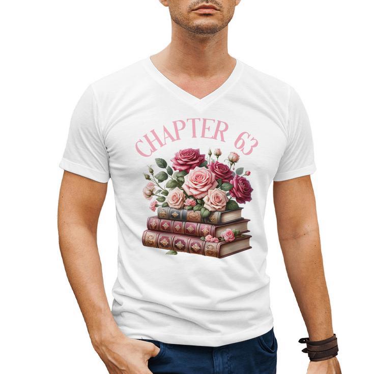 63rd Birthday Chapter 63 Birthday Shirt Women Book Lover Premium Men's V-Neck T-Shirt