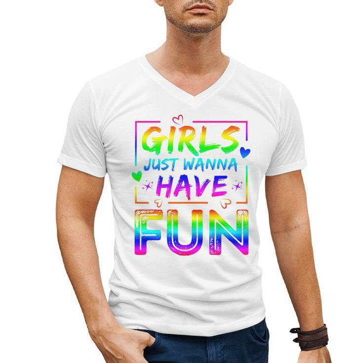 80's Girls Just Wanna Have Fun Nostalgia 1980s Style Premium Tri-Blend Men's V-Neck T-Shirt