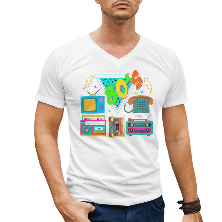 80's Vintage Cassette Tape Nostalgia Mixtape Era 1980s Retro Men's V-Neck T-Shirt
