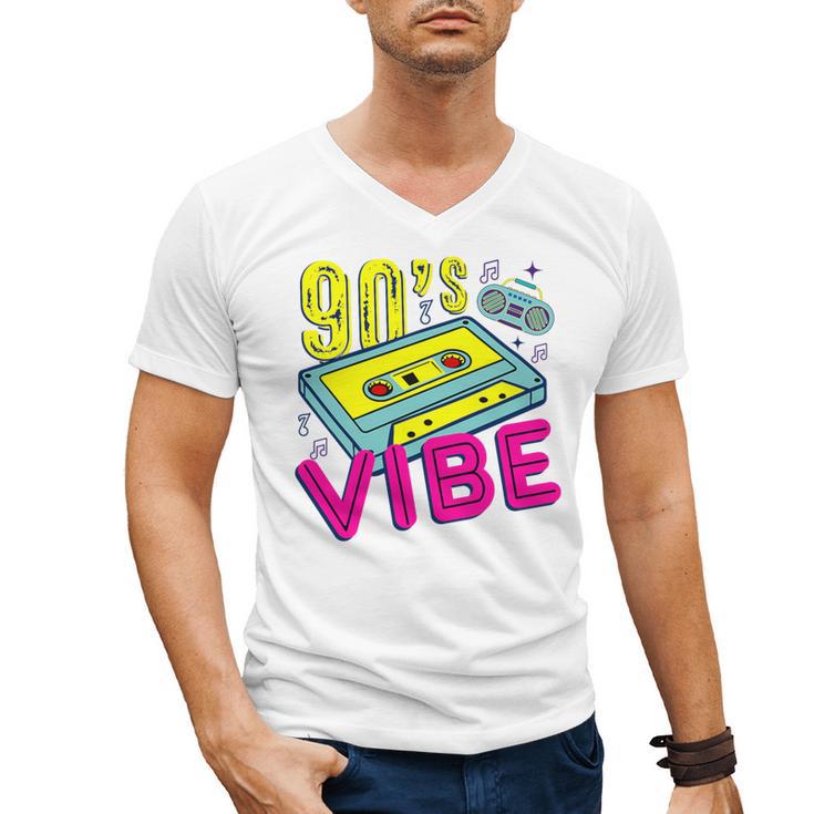 90's Vibe Retro Style Cassette Tape Nostalgia 1990s Party Premium Tri-Blend Men's V-Neck T-Shirt