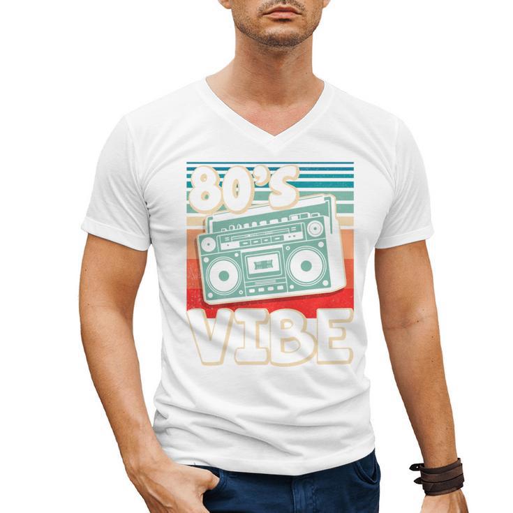 90's Vibe Vintage Style Cassette Tape Nostalgia 1990s Party Premium Tri-Blend Men's V-Neck T-Shirt