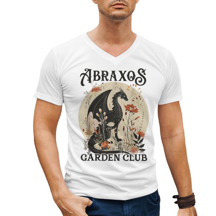 Abraxos Flower Garden Club Book Lover Fantasy Dragon Bookish Men's V-Neck T-Shirt