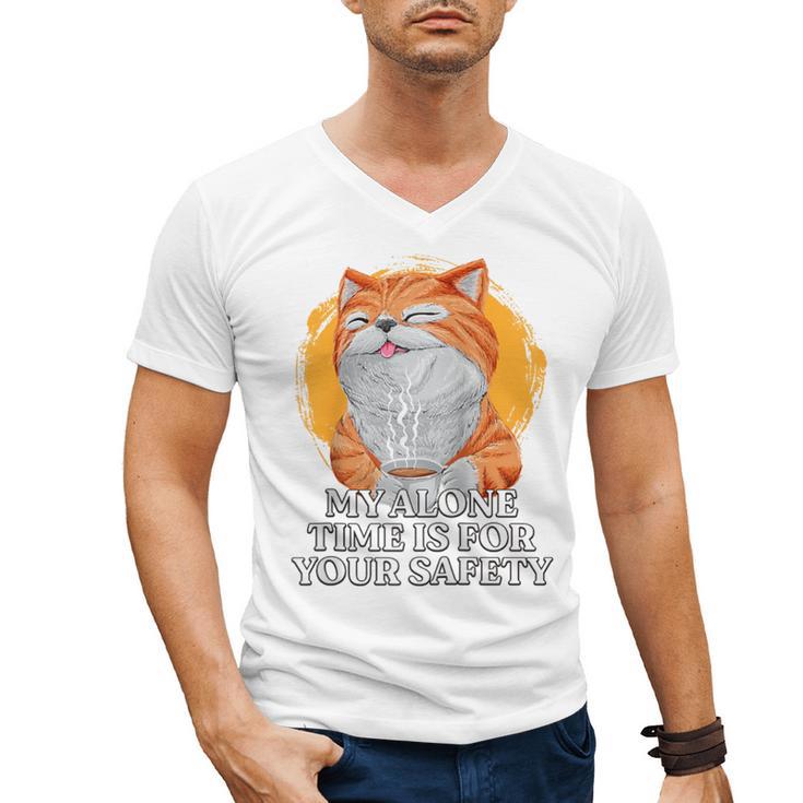 My Alone Time Is For Your Safety Coffee Lover Introvert Raglan Baseball Tee Men's V-Neck T-Shirt