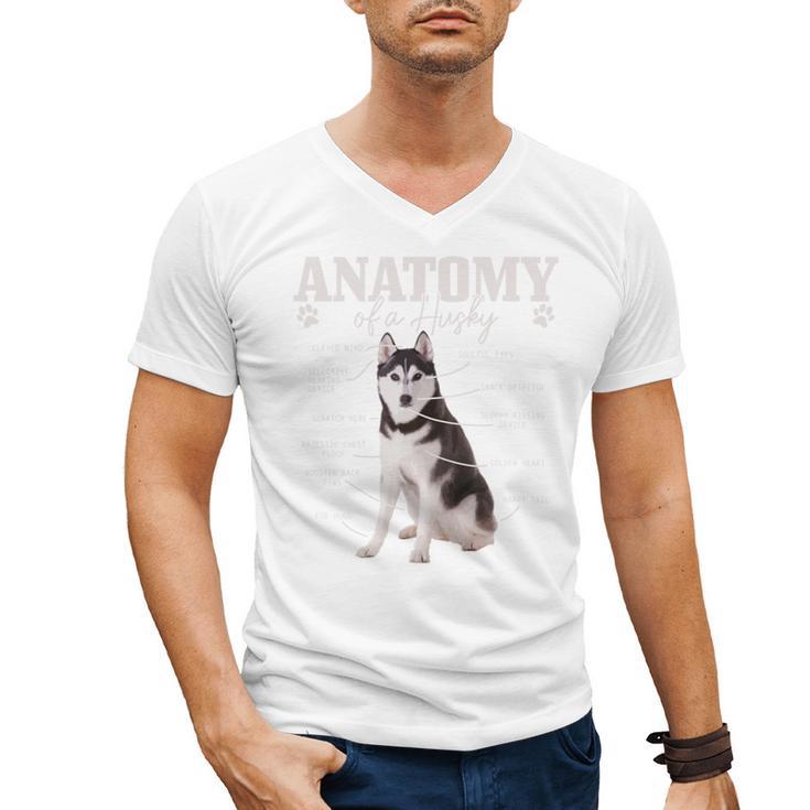 Anatomy Of A Siberian Husky Cute Dog Husky Mom Dad Men's V-Neck T-Shirt
