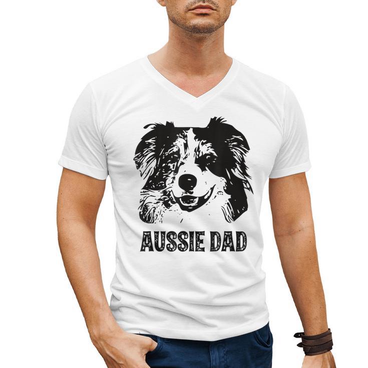 Aussie Dad Australian Shepherd Dog Dad For Men Men's V-Neck T-Shirt