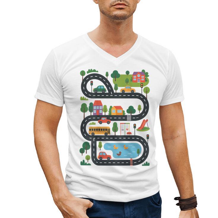 On Back Tired Dads Club Car Race Track On Dad Daddy Men's V-Neck T-Shirt