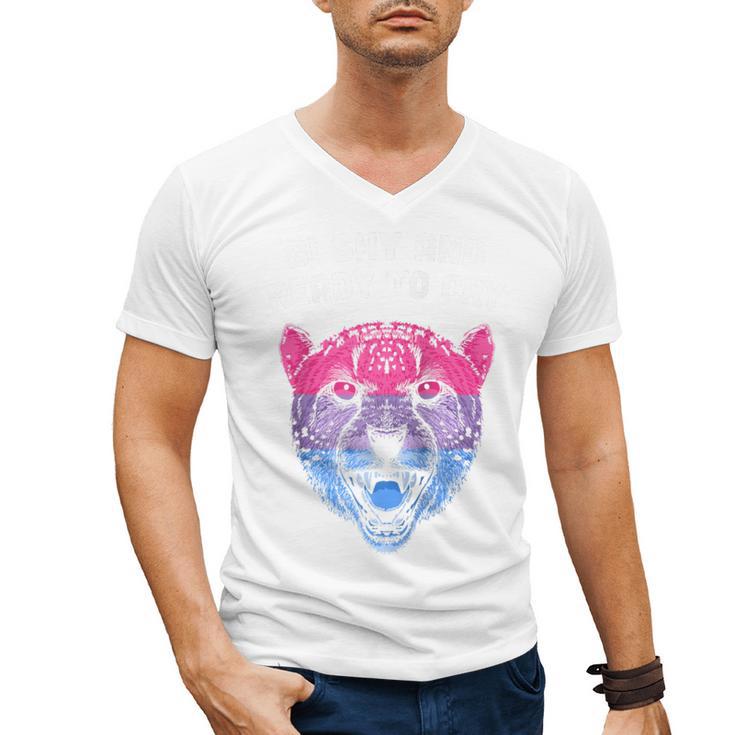Bi Shy And Ready To Cry Bisexual Introvert Bi Pride Raglan Baseball Tee Men's V-Neck T-Shirt