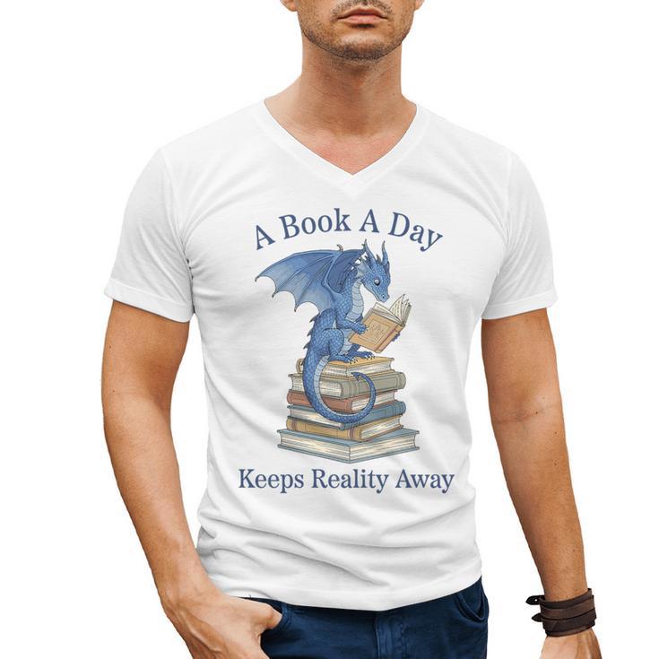 A Book A Day Keeps Reality Away Premium Tri-Blend Men's V-Neck T-Shirt