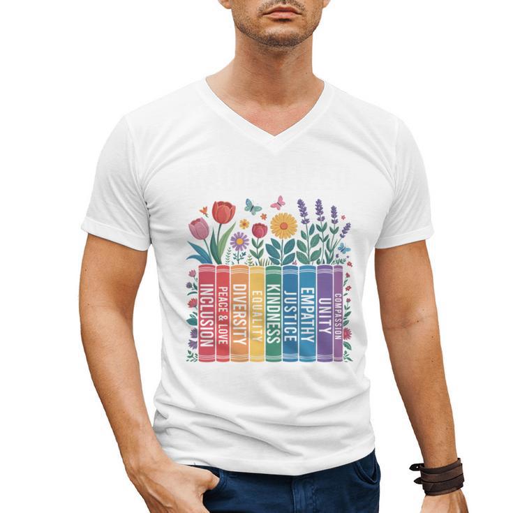 Book Flower Radicalized By Basic Decency Feminist Leftist Men's V-Neck T-Shirt