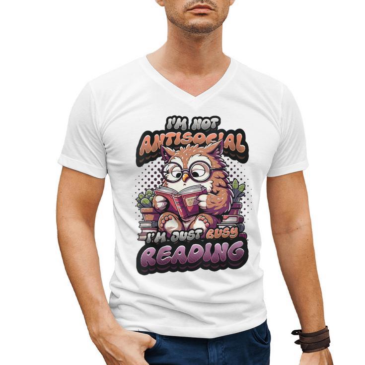 Book Lover Owl Reading Books Introvert Bookworm Men's V-Neck T-Shirt