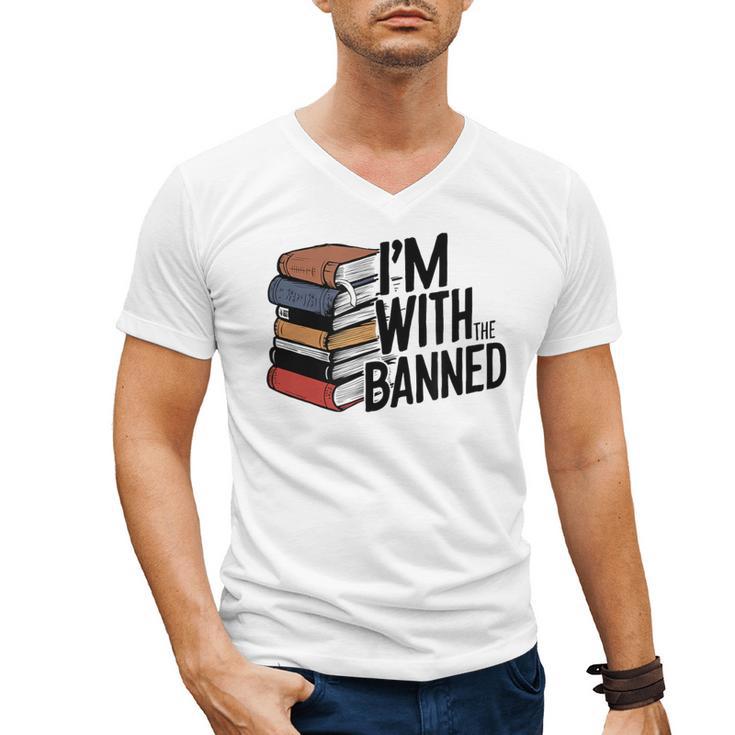 Book Lovers Im With The Banned Books For Reading Librarian Men's V-Neck T-Shirt
