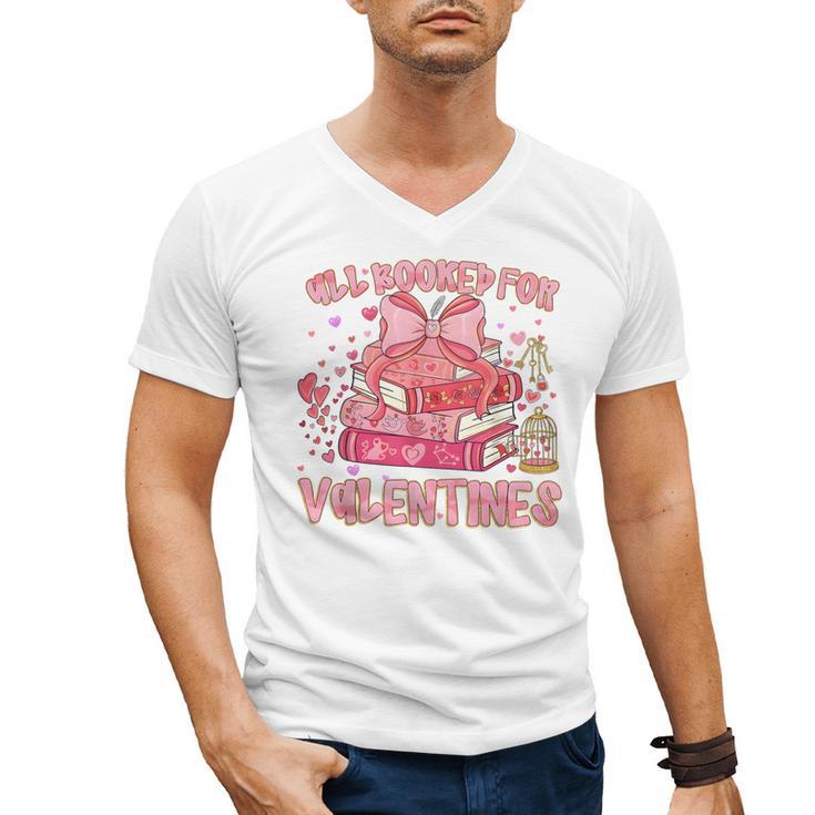All Booked For Valentines Book Lovers Teacher Kid Valentines Men's V-Neck T-Shirt