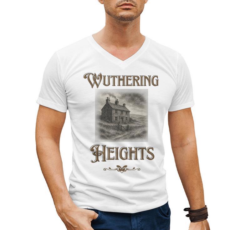Bronte Novel Wuthering Heights Moorland Gothic Book Cover Men's V-Neck T-Shirt