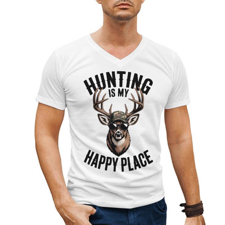 Camo Deer Hunting Is My Happy Place Dad Hunter Men's V-Neck T-Shirt