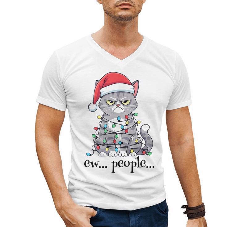 Cat Ew People Adult Humor Introvert Anti-Social Men's V-Neck T-Shirt