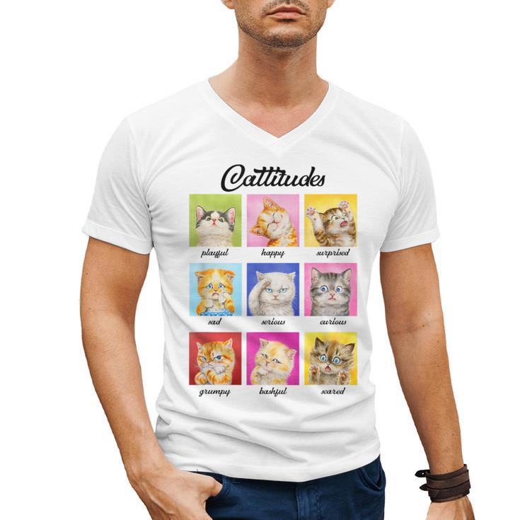 Cat Lover Cat Mom Cat Dad Crazy Cat Lady Cattitudes Men's V-Neck T-Shirt