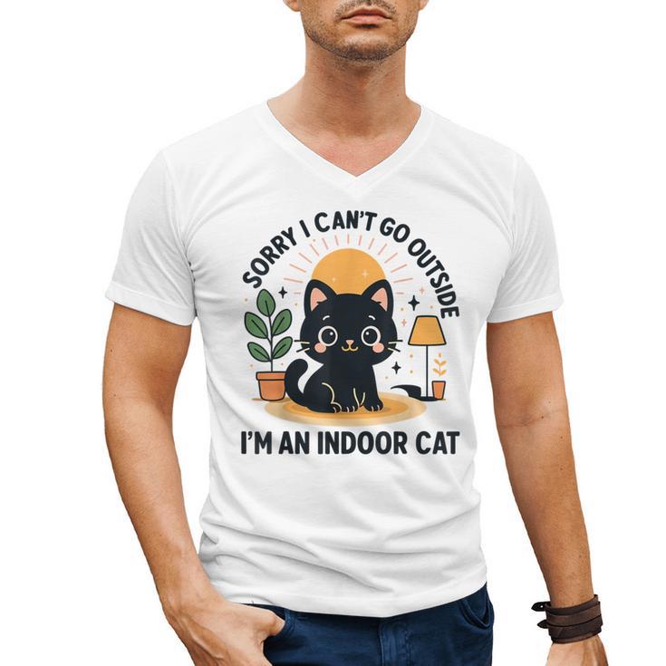 Cat Shirt Introvert Sorry I Can’t Go I’m An Indoor Cat Men's V-Neck T-Shirt