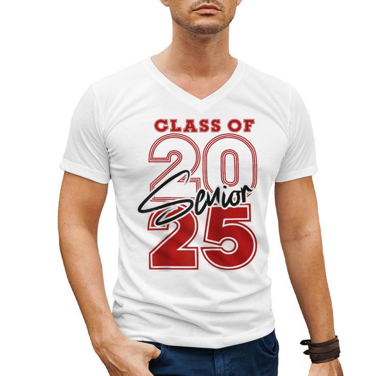 Class Of 2025 Senior 2025 Graduation Red Raglan Baseball Tee Men's V-Neck T-Shirt