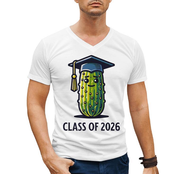 Class Of 2026 Graduation Pickle Trendy Graduate Humor Men's V-Neck T-Shirt