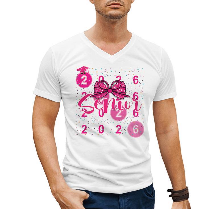 Class Of 2026 Senior Coquette Pink Bow Graduation Family Premium Tri-Blend Men's V-Neck T-Shirt