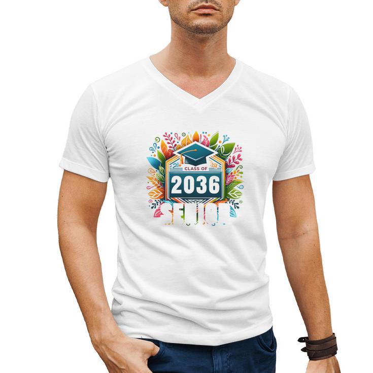 Class Of 2036 Graduation School Vintage Senior 2036 Men's V-Neck T-Shirt