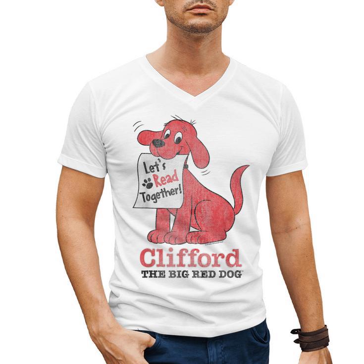 Clifford The Big Red Dog Let's Read Together Vintage Book Men's V-Neck T-Shirt
