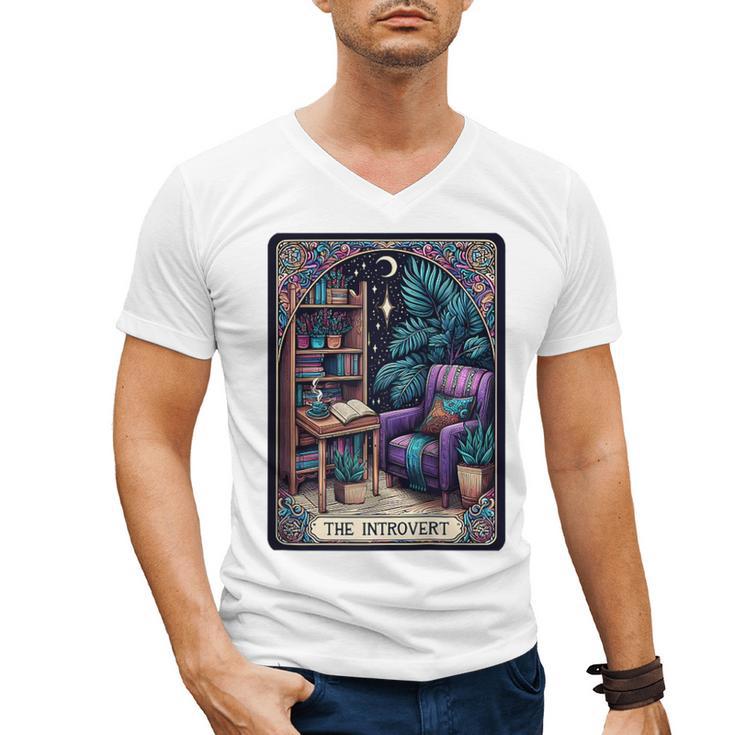 Color Graphic The Introvert Tarot Card Raglan Baseball Tee Men's V-Neck T-Shirt