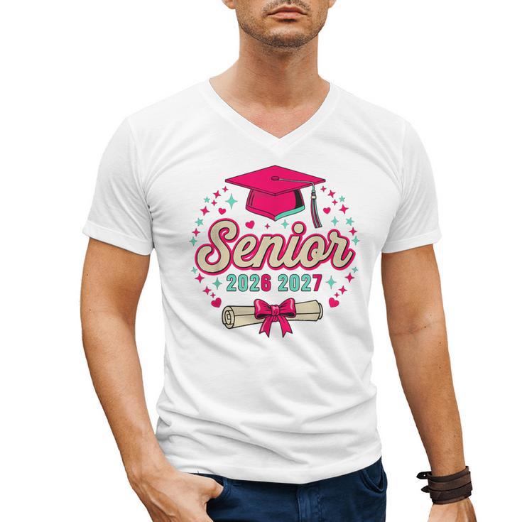 Coquette Pink Bow Senior 2026 2027 Graduation Men's V-Neck T-Shirt