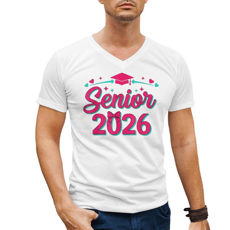 Coquette Pink Bow Senior 2026 Class Of Graduation Men's V-Neck T-Shirt