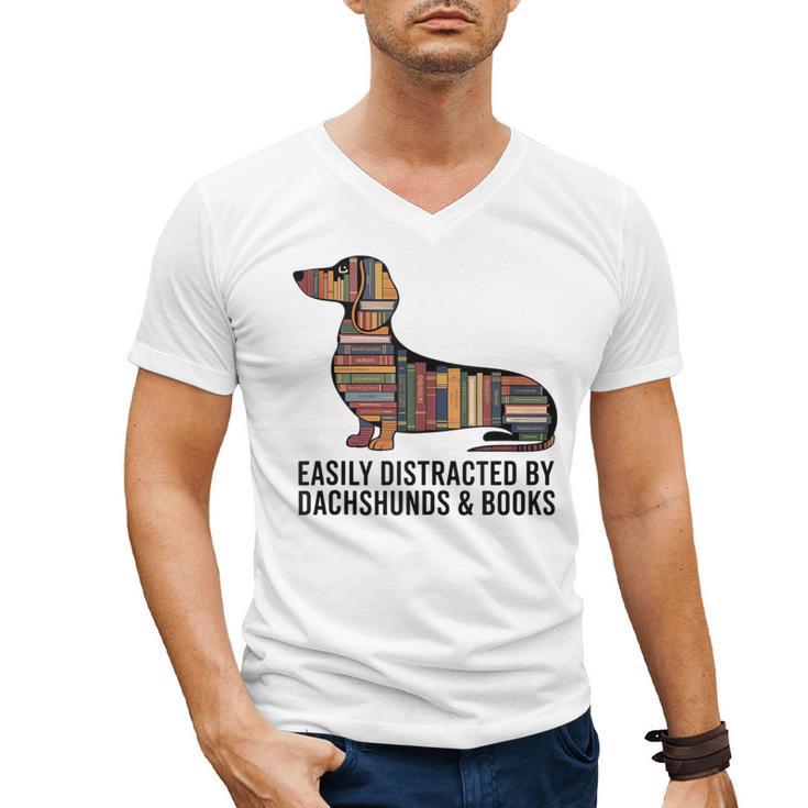 Dachshund Dog Dachshund Decor Books Nerds Dachshund Men's V-Neck T-Shirt