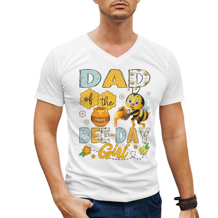 Dad Of The Bee-Day Girl Bee Birthday Party Men's V-Neck T-Shirt