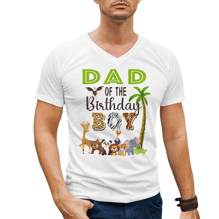 Dad Of The Birthday Boy Wild Zoo Theme Safari Party Men's V-Neck T-Shirt